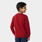 Boys' Maroon Crew Neck Graphic Print Sweatshirt, Maroon, small