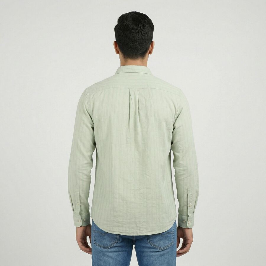 Men's Blue Cotton Casual Shirt, एक्वा, large