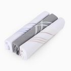Men's White and Grey Checked Pack of 3 Handkerchief, White, small