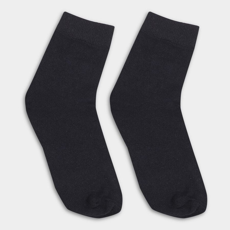 Boys' Deep Charcoal Black Regular Fit Socks, Navy Blue, large image number null
