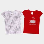 Infants Red Cotton Round Neck Casual T-Shirt, Red, small