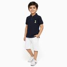 Boys Navy Blue Polo Neck Casual T-Shirt, Navy Blue, small