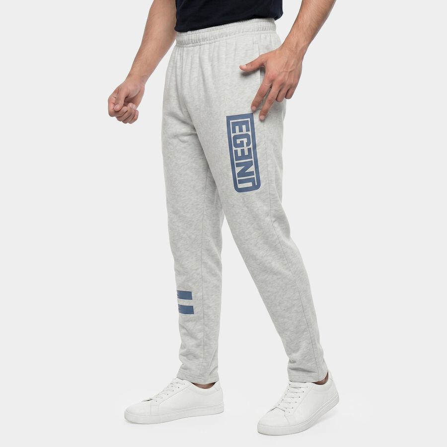Men's Ecru Melange Straight Fit Track Pants, एक्रू मिश्रित, large