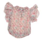 Girls' Light Beige Round Neck Romantic Floral Printed T-Shirt, गहरा पीला, small