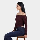 Women's Wine Off Shoulder Top, Wine, small