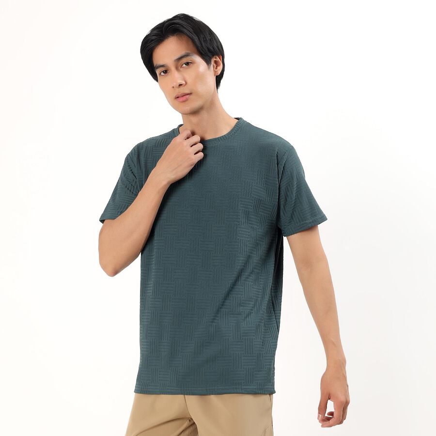 Men's Muted Sage Green Crew Neck Athleisure T-Shirt, Light Green, large