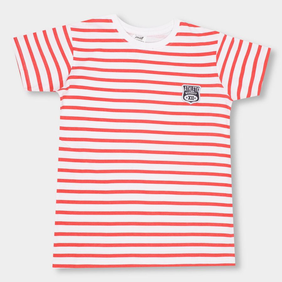 Boys' 100% Cotton Half Sleeves T-Shirt , White, large