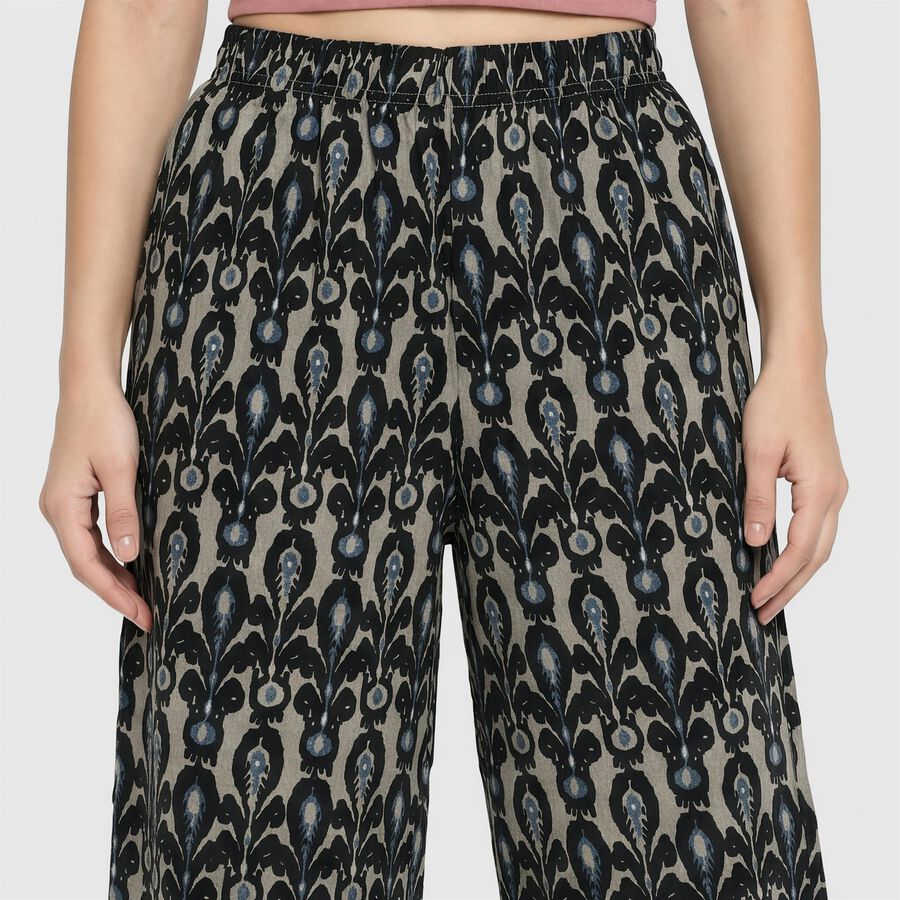 Ladies' Cream Regular Fit Printed Palazzos, Off White, large