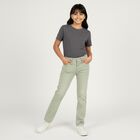 Girls' Light Sage Green Straight Fit Jeans, Light Green, small image number null