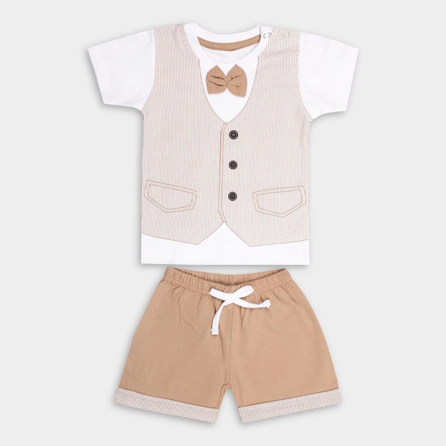 Infant Boys' 100% Cotton Baba Suit , Brown, large image number null