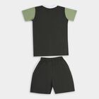 Boys' Olive Cotton Round Neck Printed Baba Suit, Olive, small image number null