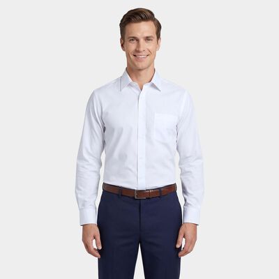 Men's White Cotton Spread Collar Formal Shirt