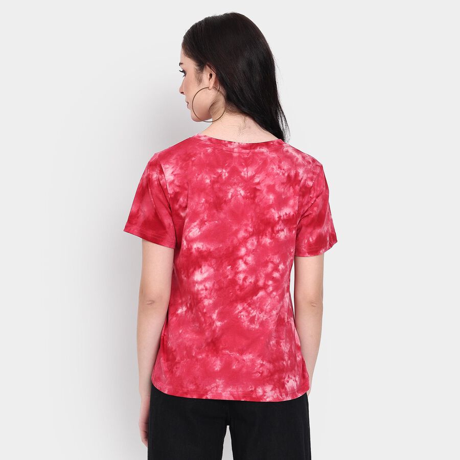 Ladies' 100% Cotton Round Neck T-Shirt, लाल, large