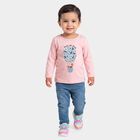 Infants Pink Cotton Round Neck Regular T-Shirt, गुलाबी, small
