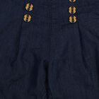 Girls Navy Blue Wide Leg Sailor Button Capri, गहरा नीला, small