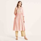 Embroidered 3/4th Sleeve Kurta, White, small image number null
