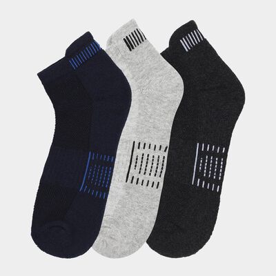 Men's Dark Navy Blue and Charcoal Black Regular Fit Ankle Length Socks Pack of 3
