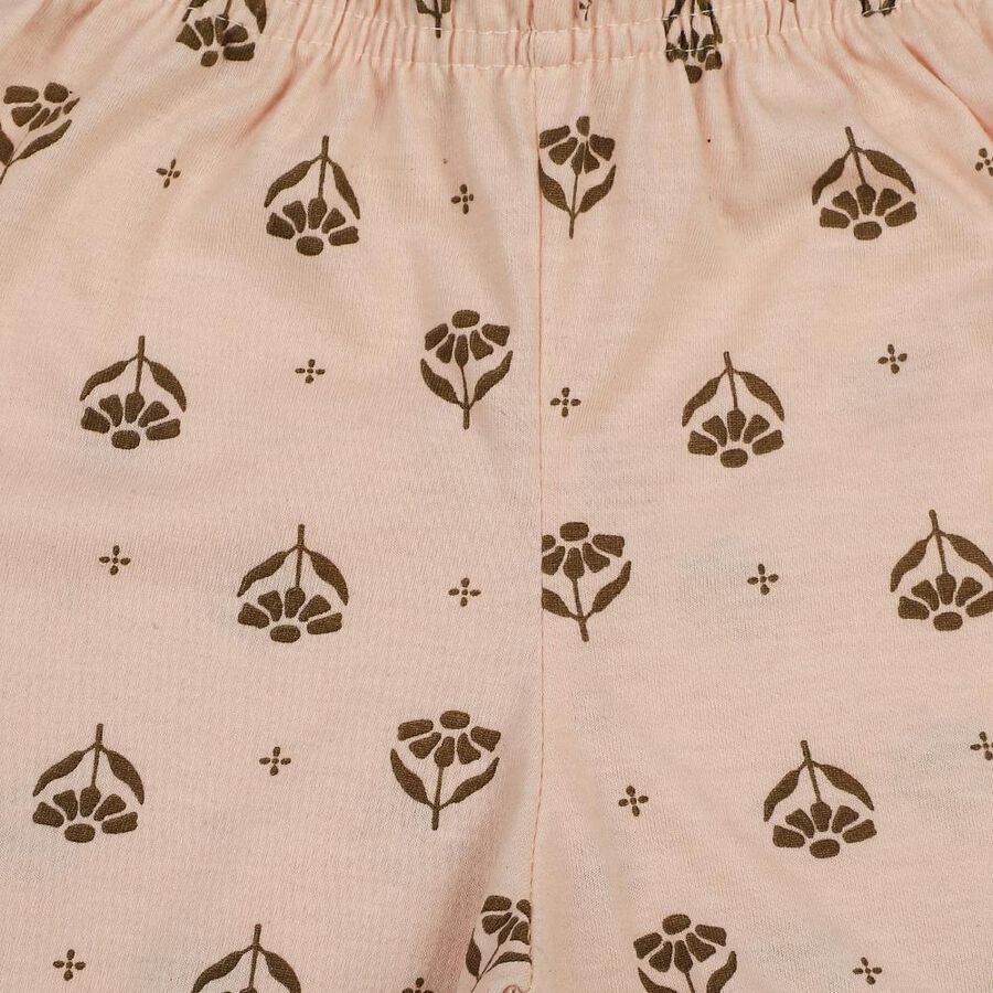 Girls' Light Pink Regular Fit Printed Shorts, हल्का गुलाबी, large