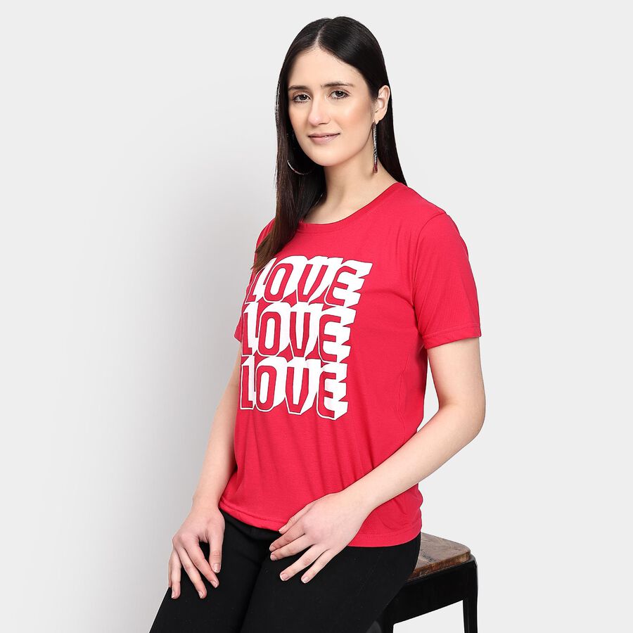Ladies' Round Neck T-Shirt , Fuchsia, large image number null