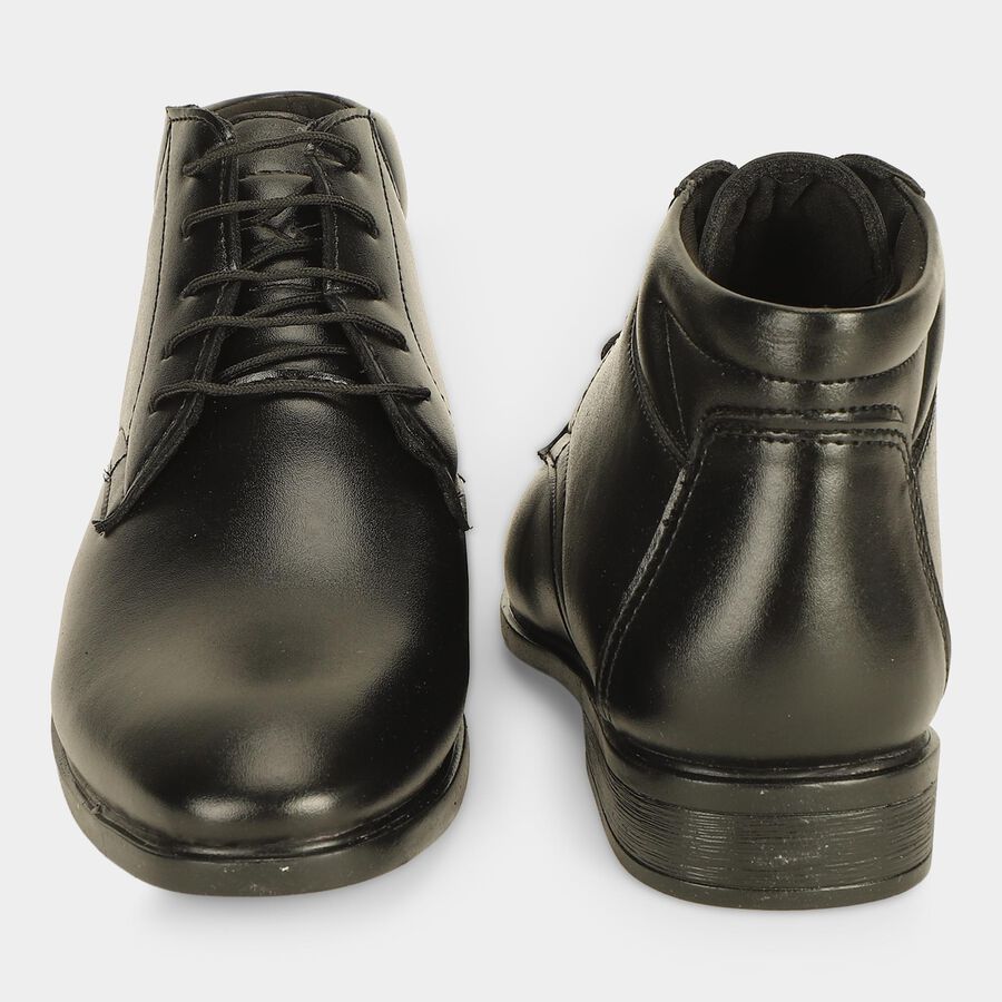 Men's Black Lace-Up Derby Formal Shoes, काला, large