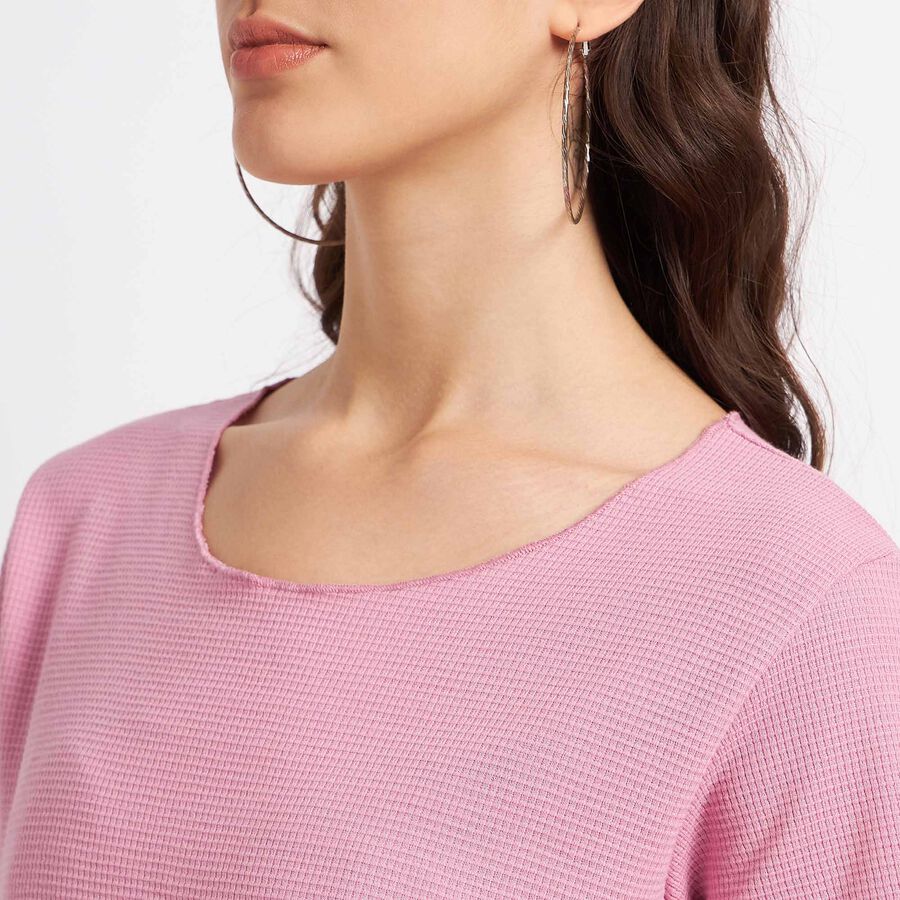 Solid Round Neck T-Shirt, Pink, large image number null