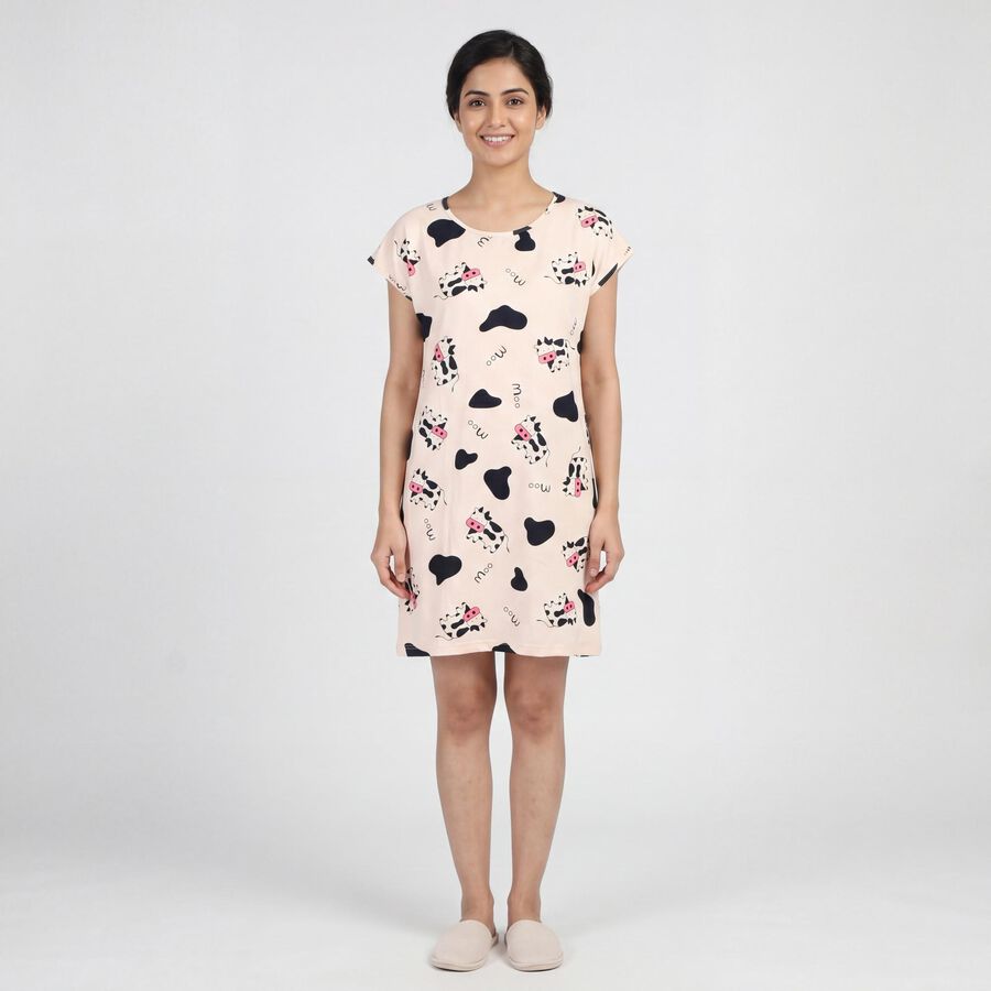 Women's Pink Nighty, हल्का गुलाबी, large