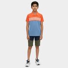 Boys' Peach Cotton Round Neck Graphic Printed Half Sleeves T-Shirt, Peach, small