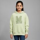 Girls Light Sage Green Hooded Neck Casual Sweatshirt, Light Green, small image number null