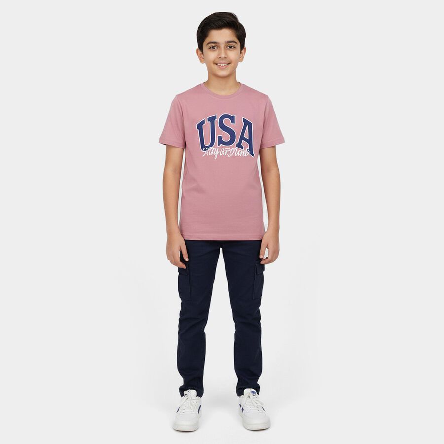 Boys' Half Sleeves T-Shirt, Pink, large