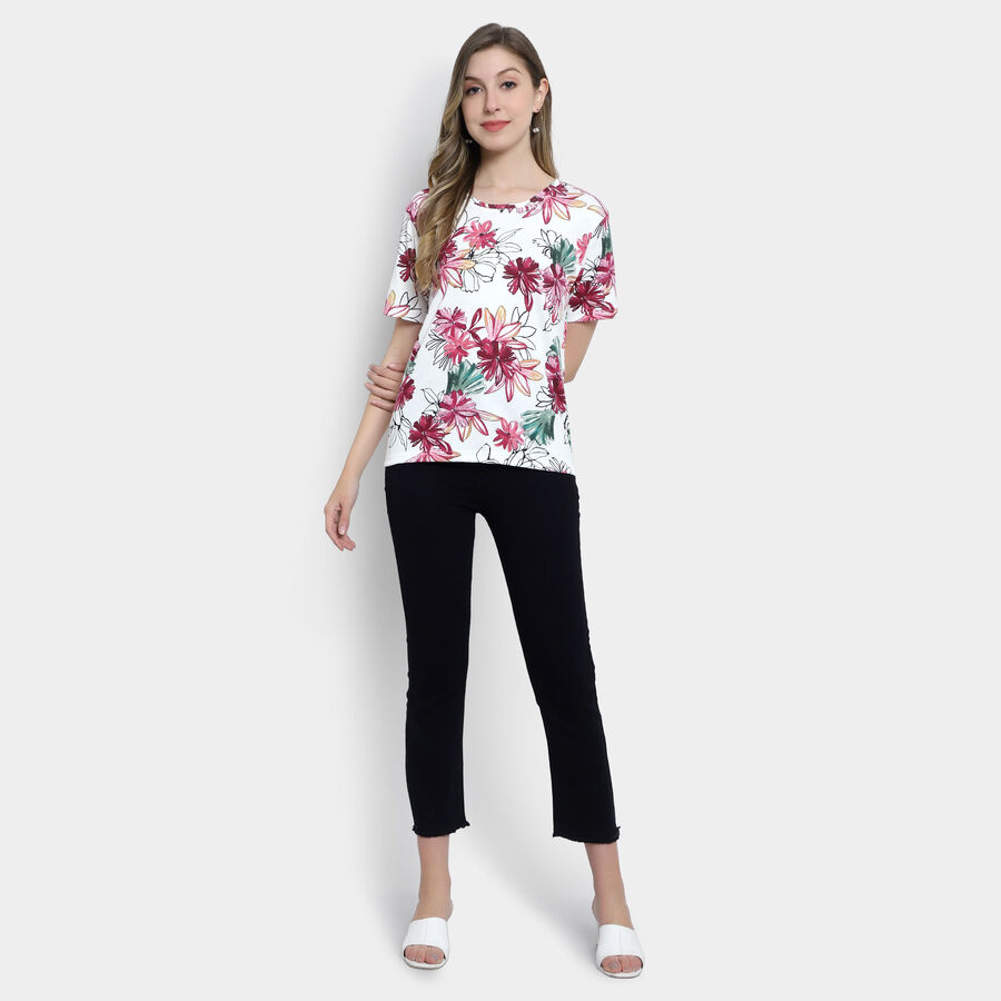 All Over Print Round Neck T-Shirt, White, large image number null