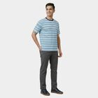 Men's Aqua Round Neck Casual T-Shirt, Aqua, small