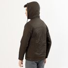 Men's Dark Olive Hooded Casual Jacket, Dark Green, small image number null