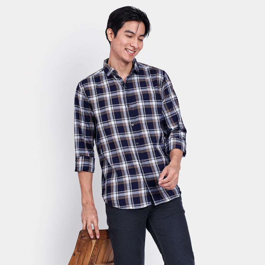 Men's 100% Cotton Casual Shirt, भूरा, large image number null