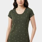 Women's Olive Green Round Neck T-Shirt Style Nighty, Olive, small