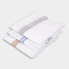 Men's Bright White Striped and Checked Pack of 3 Handkerchief, Light Blue, small