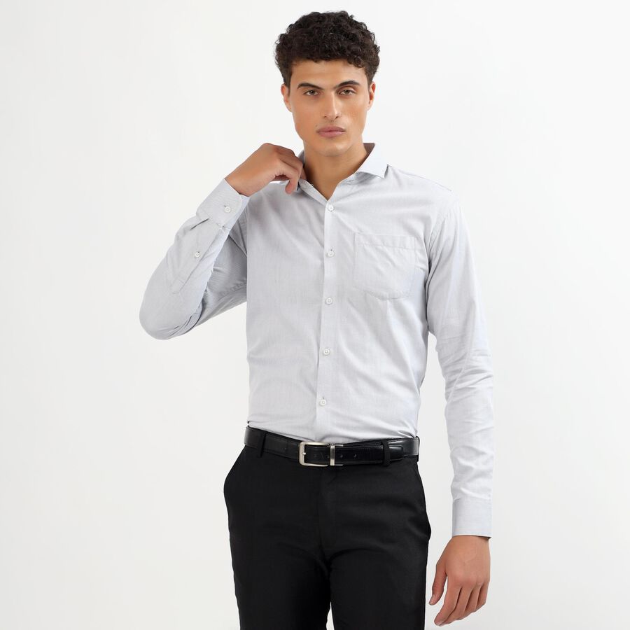 Men's Light Grey Cotton Cut Away Collar Slim Fit Formal Shirt&nbsp;, Light Grey, large image number null
