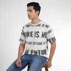 Men's Off-White Round Neck Casual T-Shirt, Off White, small