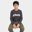 Boys Dark Grey Round Neck Regular Boys T-Shirt, Dark Grey, small