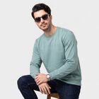 Men's Aqua Crew Neck Pullover Sweatshirt, Aqua, small