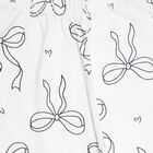 Kids' Bright White Bow Printed Cotton Blend Pyjama, White, small image number null