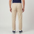 Men's Beige Slim Fit Drawstring Chino Trousers, Beige, small