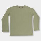 Boys Muted Olive Green Round Neck Casual T-Shirt, Olive, small image number null