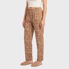 Women's Brown Straight Fit Floral Printed Lounge Pyjama, Brown, small