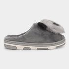 Kids Muted Charcoal Gray Fur Slip-On Winter Slippers, ग्रे, small image number null