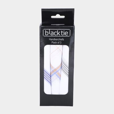 Men's White Checked Pack of 3 Handkerchief