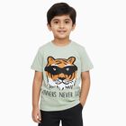 Boys Light Sage Green Cotton Crew Neck Casual T-Shirt, हल्का हरा, small image number null