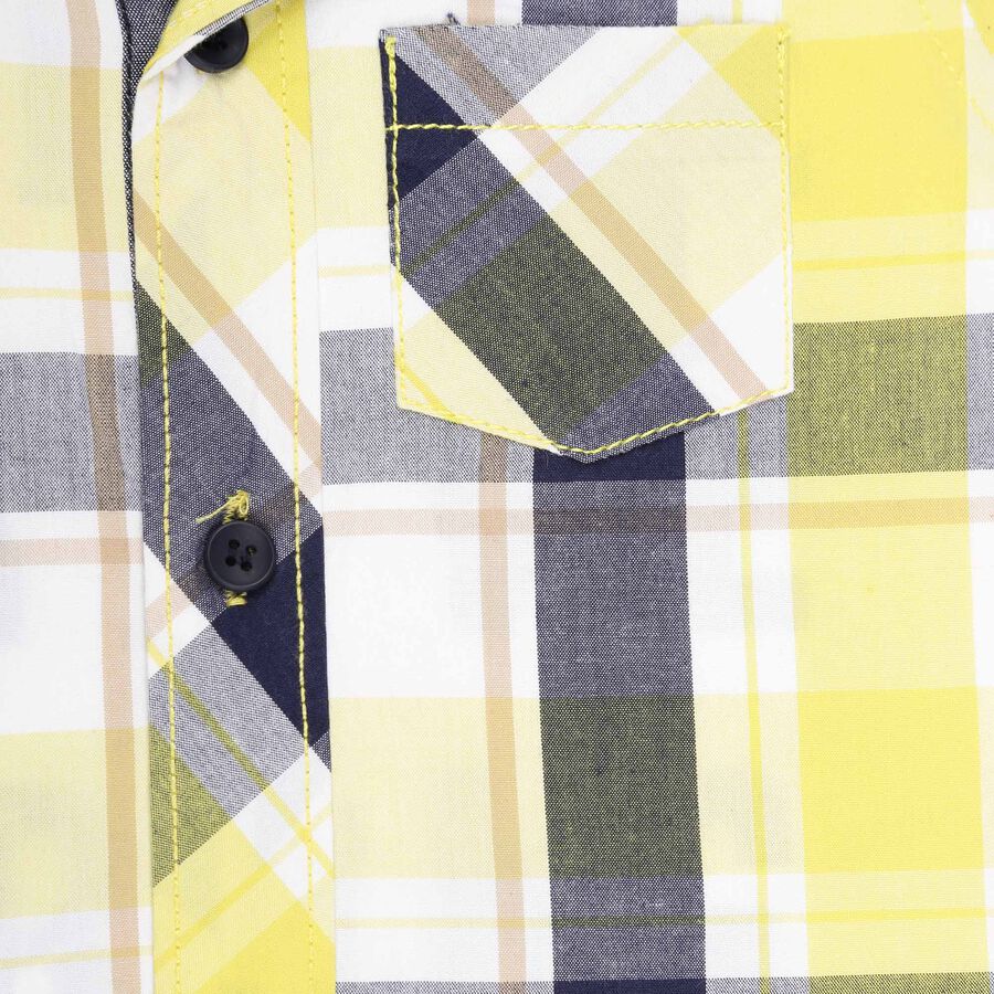 Infants Checks Regular Collar Shirt, Yellow, large image number null
