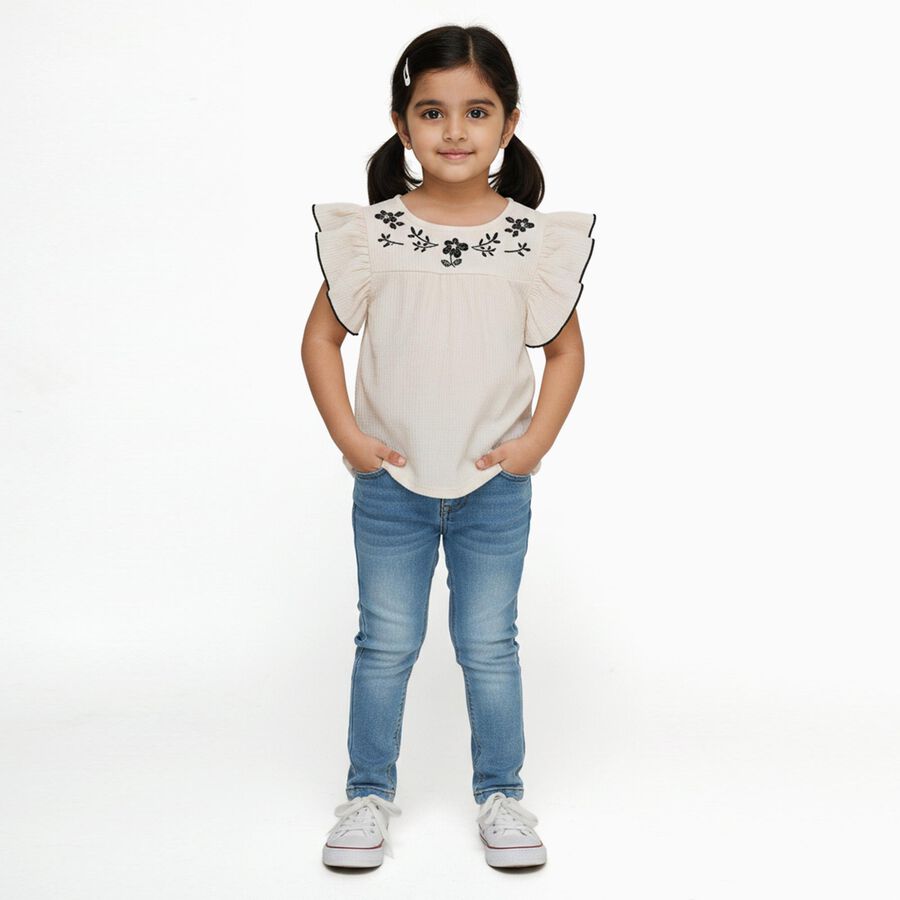 Girls' T-Shirt, ऑफ व्हाइट, large