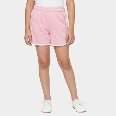 Girls' Pink Regular Fit Floral Print Drawstring Shorts