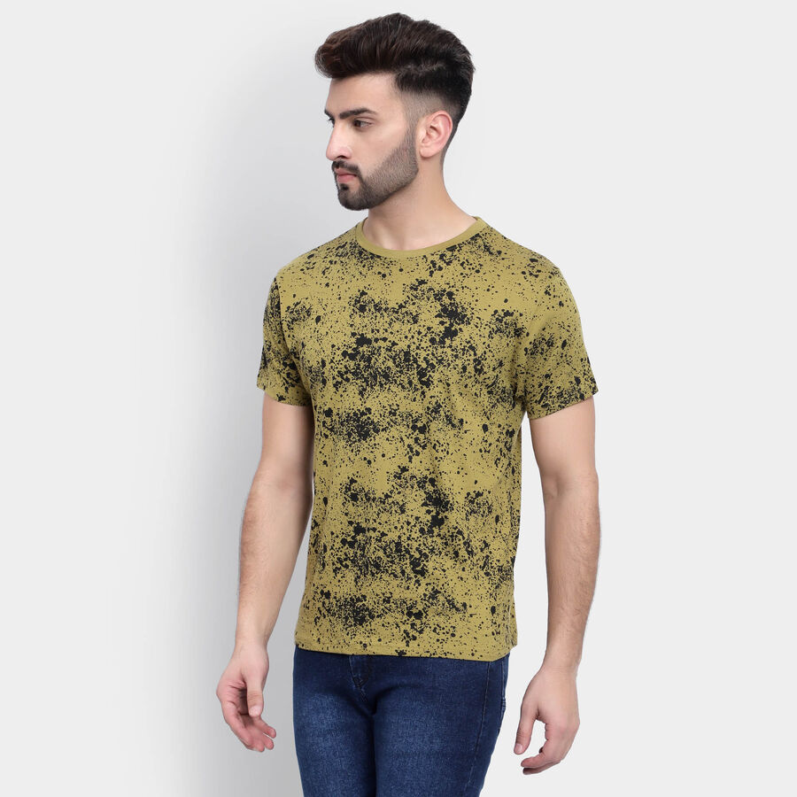 Cotton Round Neck T-Shirt, Olive, large image number null